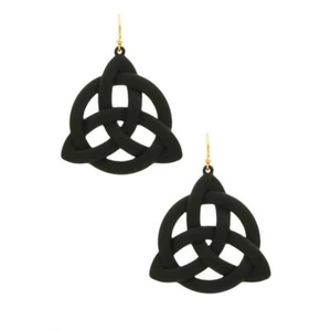 Black Triquetra Earrings Large Big-ish Trinity Knot Dangles Matte Finish 2” Long - Picture 1 of 2