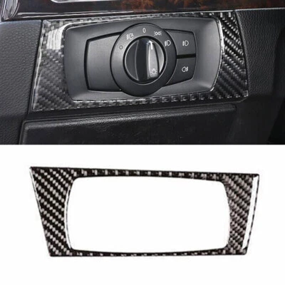 Cubierta de botón de control de faros de fibra de carbono de vinilo para BMW M3 E90 2008-2013 Foto 1 de 4