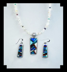White Fox Creation: Opalit Anhänger & Ohrringe mit Opal und Edelsteinkette - Bild 1 von 10