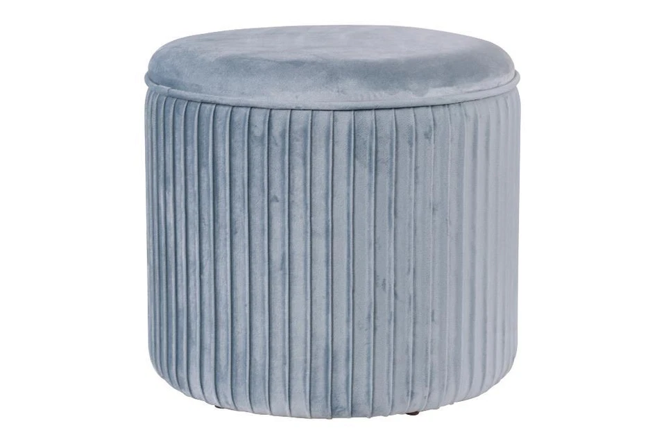 Sgabello Contenitore Pouf Imbottita Leon in Velluto Grigio 38 cm - Immagine 1 di 1