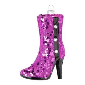 Christbaumschmuck Stiefelette Glas 12cm Pink Rose Schuh Weihnachtskugel Geschenk - Bild 1 von 1