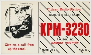 Citizen Radio Station, KPM-3230 Dick Swain, Sandusky, Ohio QSL - Picture 1 of 2