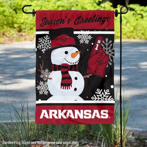 Arkansas Razorbacks Holiday Winter Snow Garden Flag and Yard Banner Cover