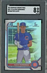 2022 Bowman Chrome Refractor Alexis Hernandez RC Rookie 16/499 SGC 8 - Picture 1 of 2