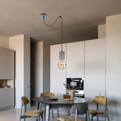 Lampadario Regolabile In Altezza Argento - Immagine 1 di 4