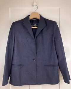 Carlisle Couture Blazer Jacket Women's 11/12 Blue Pure Virgin Wool Heathered - Picture 1 of 9