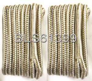 (2) Cuerdas de línea de muelle marino doble trenzado de 1/2" in x 15' ft blanco y dorado - Imagen 1 de 11