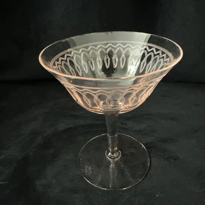 非常罕见! "Blanche Pink" (Stem 15024, Pink Etched) 标准玻璃-阅读" — 第 1/4 张图片