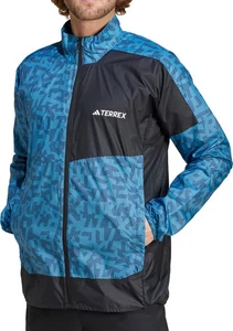 adidas Terrex Trail Mens Running Jacket Blue Run Lightweight Reflective - Picture 1 of 5