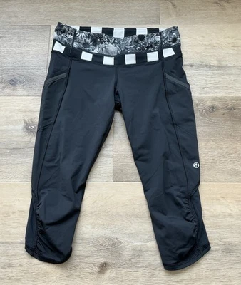 Lululemon | Leggings capri de tiro bajo blancos y negros | Para mujer talla 4 (sin etiqueta) Foto 1 de 4