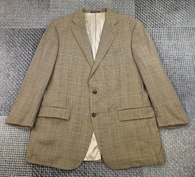 Hart Schaffner Marx Blazer Brown Plaid Wool‑Blend 44R Union Made USA - Image 1 of 4