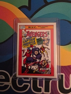 Tarjeta coleccionable Key 1990 Marvel Super Heroes serie 1 impulso - Avengers #4 136 Foto 1 de 2