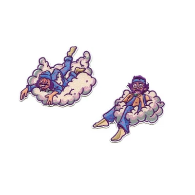 C&D VISIONARY Cheech & Chong On Clouds Patch SET Hippy Comedians Embroidered Iron On