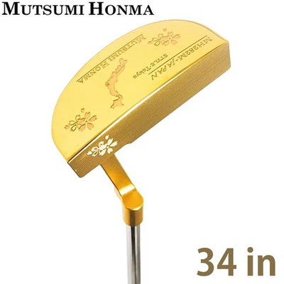 MUTSUMI HONMA MH282M Mallet Putter Gold IP Limited 34in RH Golf Japan NEW - Image 1 of 4