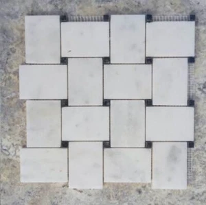 Calacatta Polished Large Basketweave Mosaic 30x50 MM Wall & Floor Tiles  SAMPLE - Picture 1 of 1