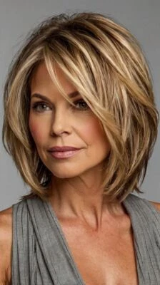 Pelucas Bob de corte corto en capas marrón ceniza rubio dorado encaje frontal pelucas de cabello humano  Foto 1 de 4