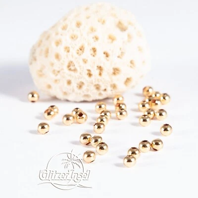 30x Metallperlen 18 Karat Vergoldet 3mm Zwischenperlen Gold GlitzerInsel 00416 - Bild 1 von 3
