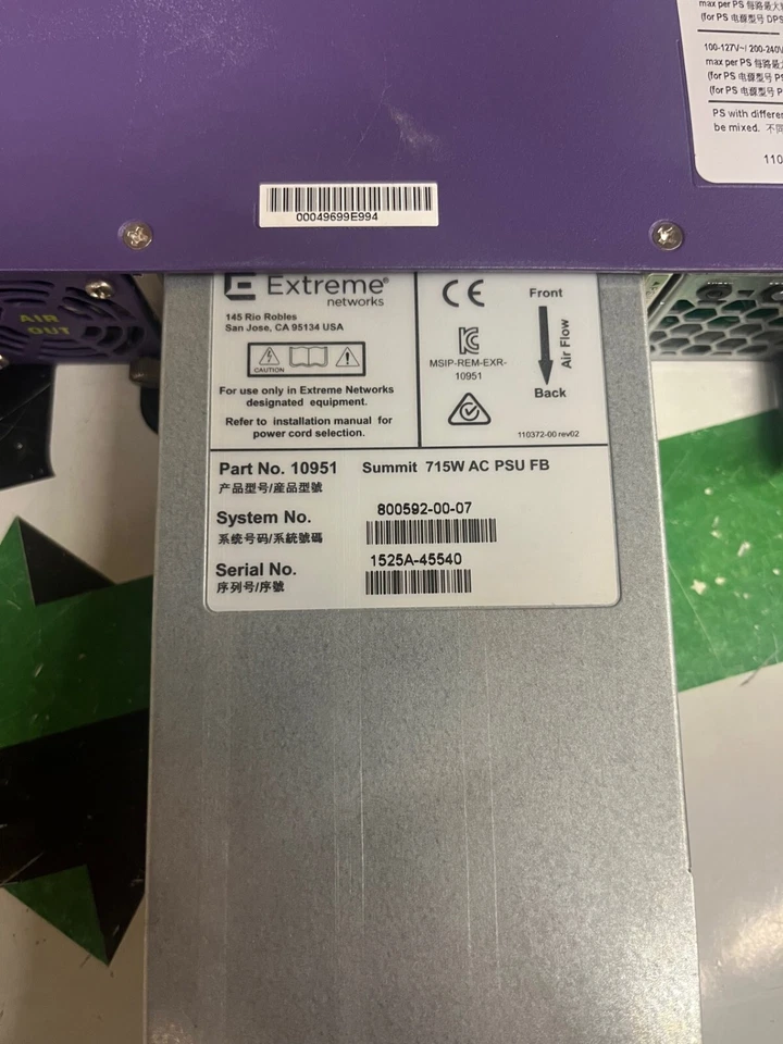 Extreme Networks Summit 10951 715 W CA Foto 1 de 1