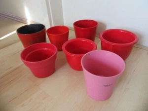7 Stück Blumen Übertöpfe, Blumentopf, Pflanztopf, Ton/Keramik, rot, pink, rosa - Bild 1 von 9