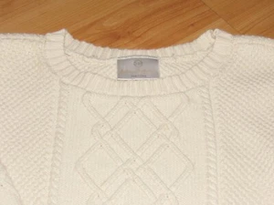 HANNA ANDERSSON 110 Boys Girls Size 5 Ivory Fisherman Sweater Cotton Excellent - Picture 1 of 6