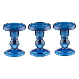 3er Set Kerzenständer Stumpenkerzenhalter Stabkerzenhalter Kerzenhalter Glas - Bild 1 von 6