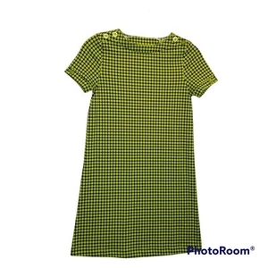 J Khaki Girl M 8-10 Navy Blue Lime Polka Dot Boat Neck Short Sleeve Dress 0612 - Picture 1 of 5