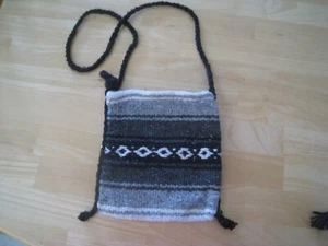 Boho Handtasche Hippie Festival Strandtasche mexikanische Decke Beuteltasche 9" x 8" GRAU - Bild 1 von 4