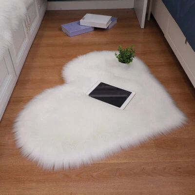 Heart Shaped Fluffy Rug Shaggy Carpet Bedroom Living Room Decorative Floor Mats - Image 1 of 4