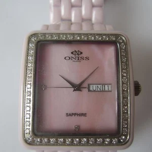 RELOJ MUJER ONISS CUARZO TODO ROSA CERÁMICA DIAMANTE ESFERA FREGONA ZAFIRO ON7700-L - Imagen 1 de 6