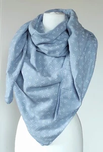  XXL Damen Musselin Schal Tuch Halstuch Dreieckstuch Hell Blau Jeansblau Anker - Bild 1 von 1
