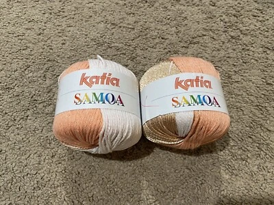 Katia Spain Samoa Yarn Lot Of 2 Skeins Color 7601 Peach 104 Yds Each New - Image 1 of 4