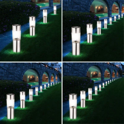 Solar Außenlampe Stecklampe Erdspieß Edelstahl silber Gartenlampe Set Auswahl - Bild 1 von 3