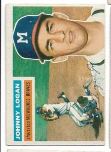 1956 TOPPS BB #136 JOHNNY LOGAN/BRAVES (RETRO GRIGIO) EX - Foto 1 di 1