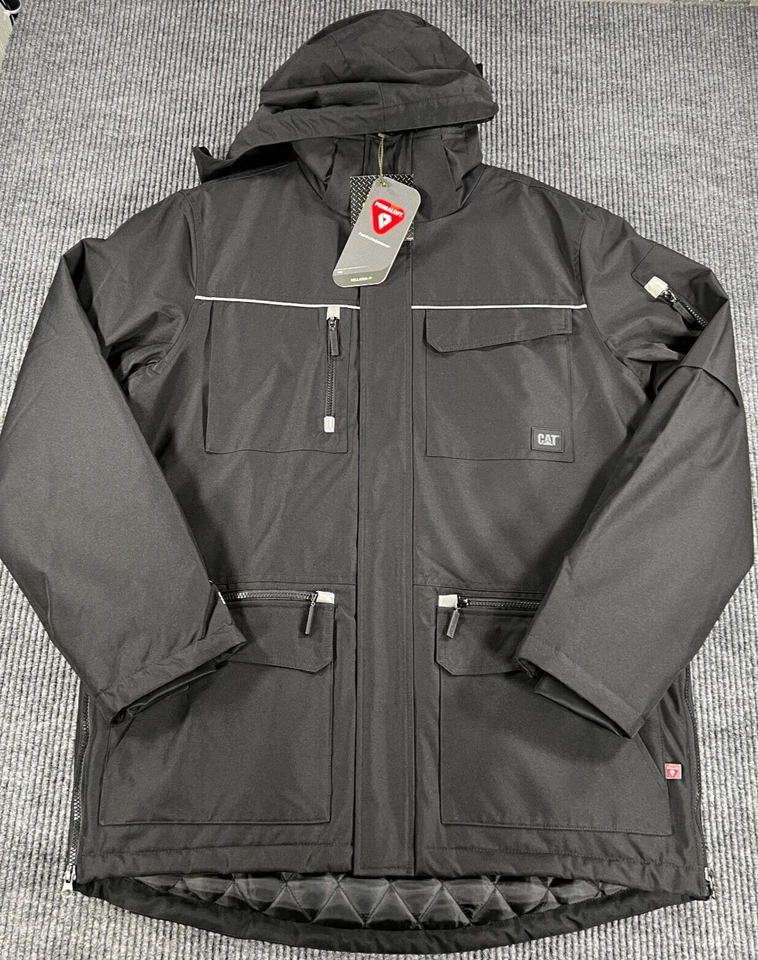 Parka de trabajo aislada Caterpillar CAT para hombre grande negra utilitaria trabajo al aire libre nueva Foto 1 de 4