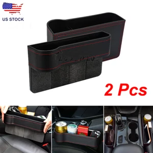 2 Pcs Car Seat Crevice Storage Box Gap Pocket Cup Bottle Holder Phone Organizer - Picture 1 of 11