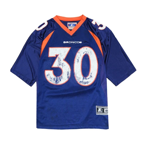 Vintage Denver Broncos Terrell Davis Starter Football Jersey Size 48 NFL 90s Cover