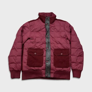 Tommy Hilfiger Jacket Mens Medium Red Full Zip Outdoor Down Heavy Bomber Coat - Picture 1 of 7