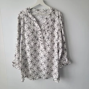Jm collection womens tops size 18 roll-tap sleeve 100% linen popover pleated - Picture 1 of 9