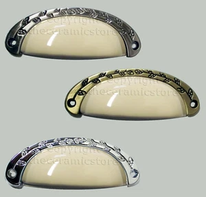 Cream Porcelain Oxford Cup Handle Multiple Finishes 96mm - Picture 1 of 4