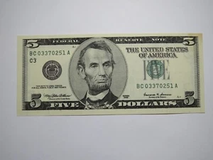 $5 1999 Overinking Error Federal Reserve Bank Note Currency Bill Crisp UNC+++ - Picture 1 of 2