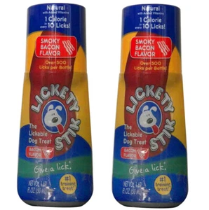 #SET OF (2) DOG TREATS Lickable All Natural Lickety Stik - SMOKEY BACON FLAVOR - Picture 1 of 1