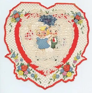 1930's Valentine's Day Card HERE'S A VALENTINES GREETING - Picture 1 of 4