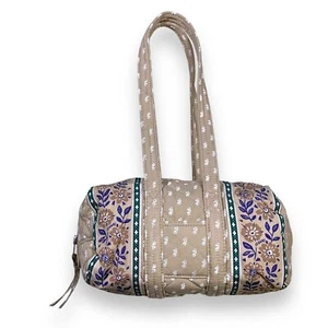Ganni Boho Floral Cottagecore Quilted Mini Duffel Baguette Shoulder Bag Cream - Picture 1 of 14