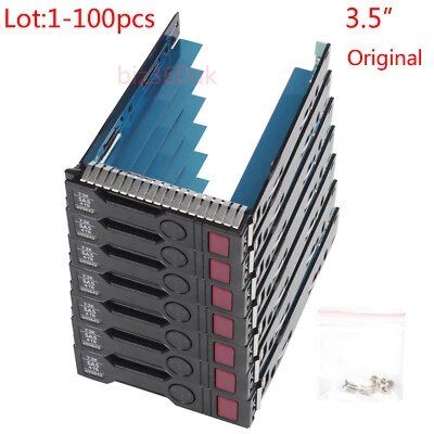 LOT 1-100pcs HP 3.5" LFF SATA G8 G9 Server Drive Caddy Tray 651314-001 W/Screws - Image 1 of 4