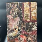 Vintage Abstract Expressionist Oil Painting Interior Scene Kitchen Window Woman