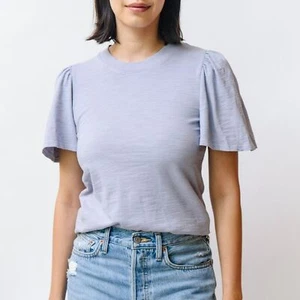 Nation LTD Savanna Flutter Sleeve Top Size XS Lavender Cotton Slub Knit - Picture 1 of 8