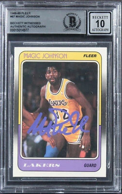 Lakers Magic Johnson Authentic Signed 1988 Fleer #67 Card Auto 10! BAS Slabbed - Image 1 of 2