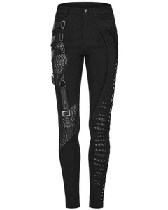 Jeans skinny Punk Rave donna gotico punk asimmetrico a rete intrecciata - Foto 1 di 13