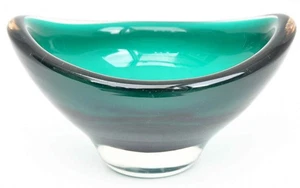Whitefriars Cased Green Glass Oval Bowl - Picture 1 of 7