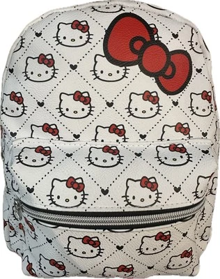 Мини рюкзак Deluxe - Hello Kitty - лицо белый узор по всему Pu кожи 11" B - Изображение 1 из 4